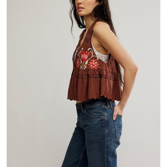 FREE PEOPLE Bali Vine Whispers Top / Umber Earth Combo - Picture 2 of 6